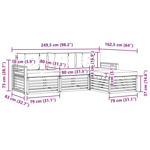 Комплект дивани за открито 4 pcs Естествено и светло сиво