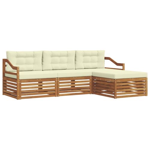Комплект дивани за открито 4 pcs Натурален и Крема