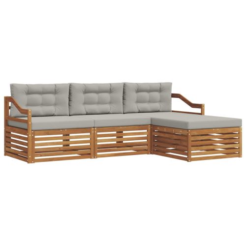 Комплект дивани за открито 4 pcs Естествено и светло сиво