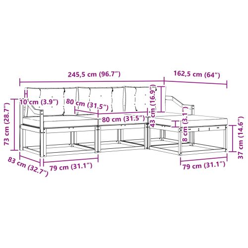 Комплект дивани за открито 4 pcs Натурален и Бежов