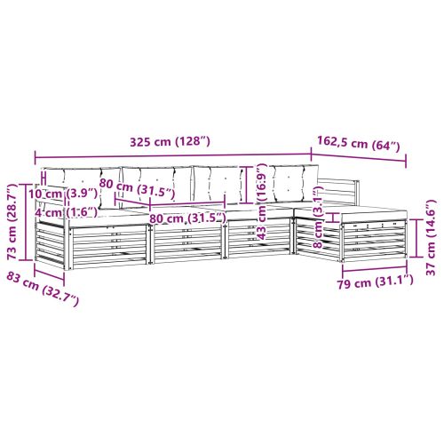 Комплект дивани за открито 5 pcs Естествено и светло сиво