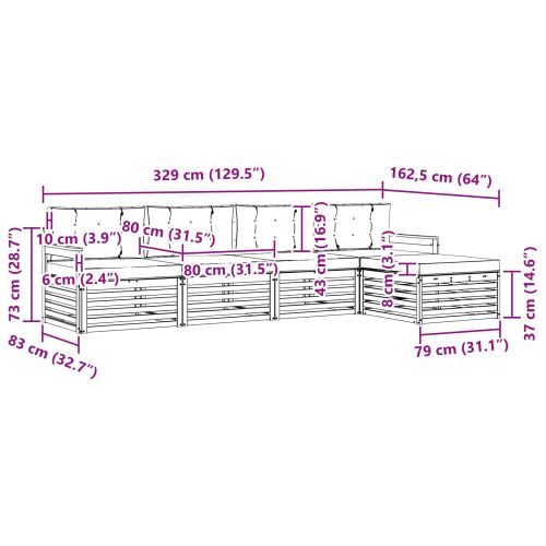 Комплект дивани за открито 5 pcs Натурален и Крема
