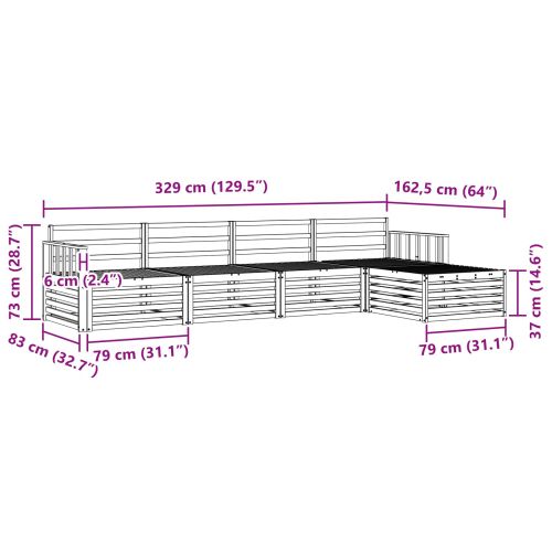 Комплект дивани за открито 5 pcs Естествен