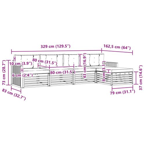 Комплект дивани за открито 5 pcs Естествено и светло сиво