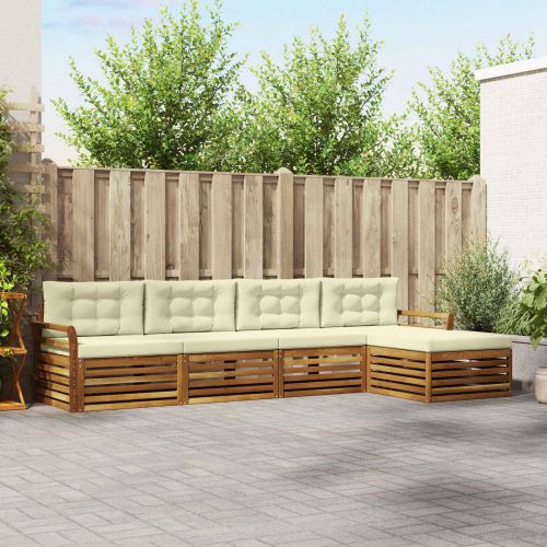 Комплект дивани за открито 5 pcs Натурален и Крема