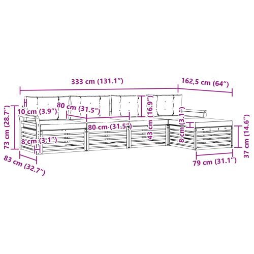 Комплект дивани за открито 5 pcs Естествено и светло сиво
