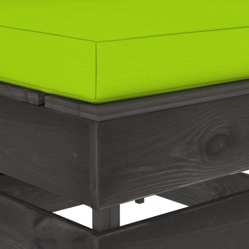 Секционен среден диван с възглавници, сиво импрегнирано дърво