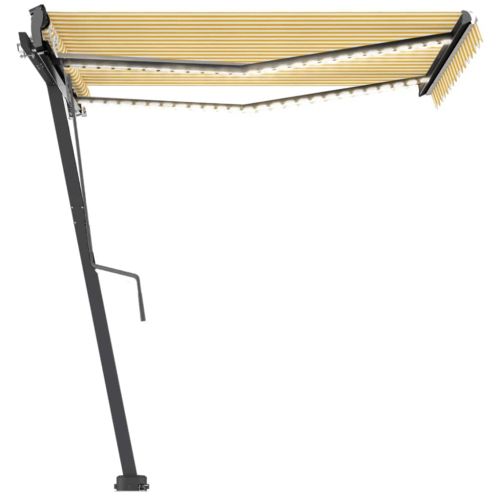 Автоматичен сенник LED и сензор за вятър 300x250 см жълто/бяло