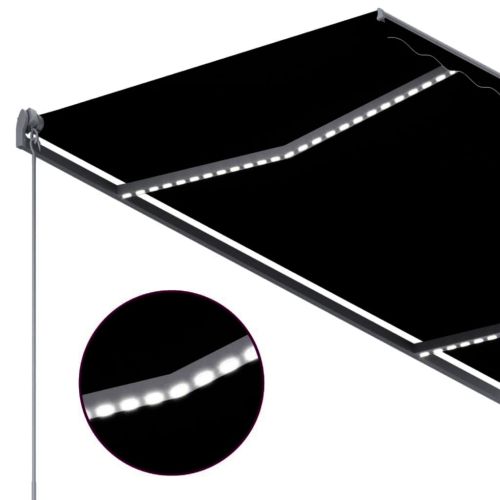 Автоматичен сенник, LED и сензор за вятър, 300x250 см, антрацит