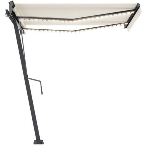 idaXL Автоматичен сенник, LED и сензор за вятър, 350x250 см, кремав