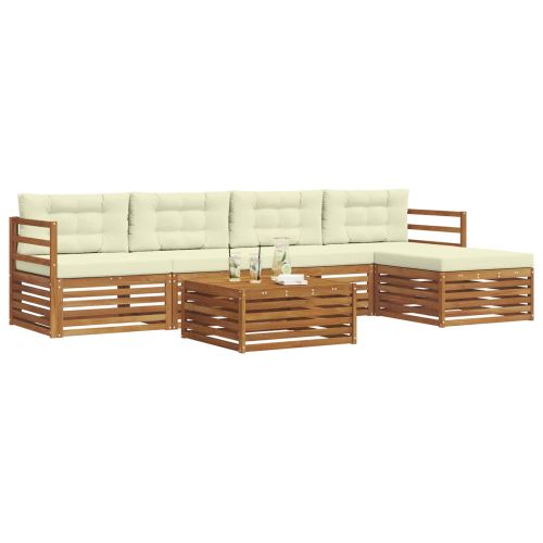 Комплект дивани за открито 6 pcs Натурален и Крема