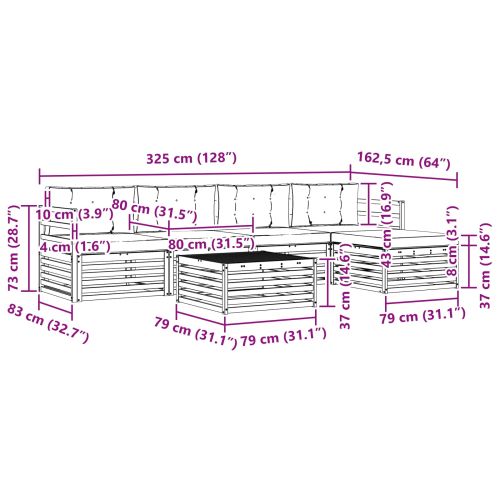 Комплект дивани за открито 6 pcs Натурален и Крема