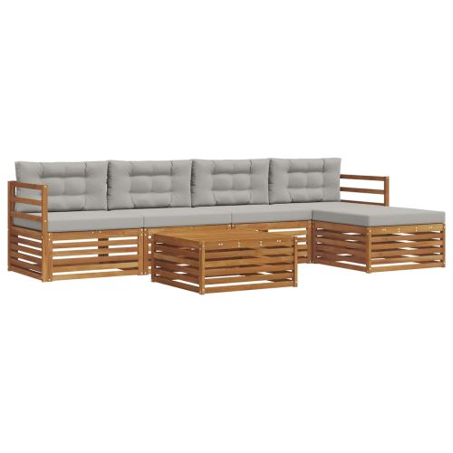 Комплект дивани за открито 6 pcs Естествено и светло сиво