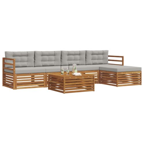 Комплект дивани за открито 6 pcs Естествено и светло сиво