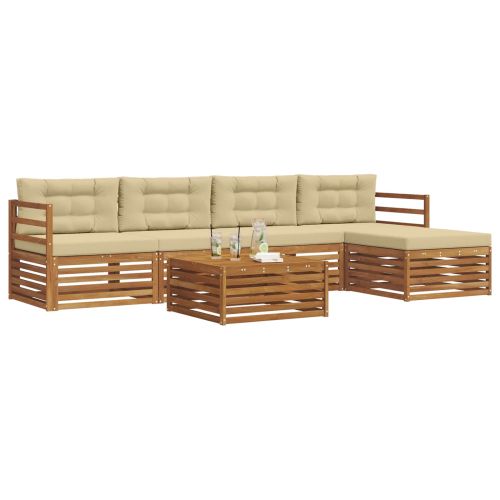 Комплект дивани за открито 6 pcs Натурален и Бежов