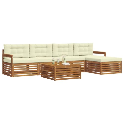 Комплект дивани за открито 6 pcs Натурален и Крема