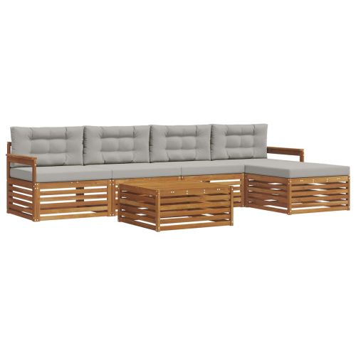 Комплект дивани за открито 6 pcs Естествено и светло сиво