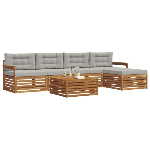 Комплект дивани за открито 6 pcs Естествено и светло сиво