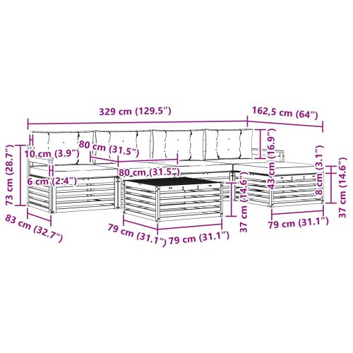 Комплект дивани за открито 6 pcs Натурален и Бежов