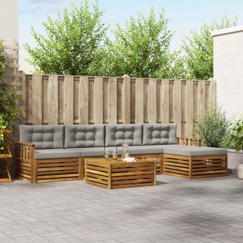 Комплект дивани за открито 6 pcs Естествено и светло сиво