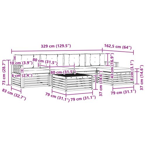 Комплект дивани за открито 6 pcs Натурален и Антрацит