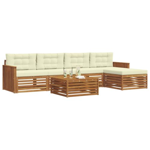 Комплект дивани за открито 6 pcs Натурален и Крема