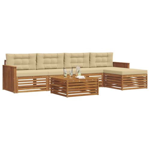 Комплект дивани за открито 6 pcs Натурален и Бежов