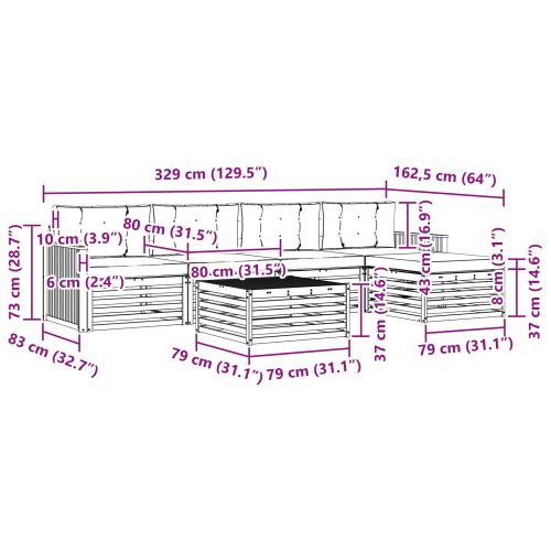 Комплект дивани за открито 6 pcs Натурален и Бежов
