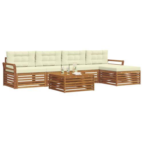 Комплект дивани за открито 6 pcs Натурален и Крема
