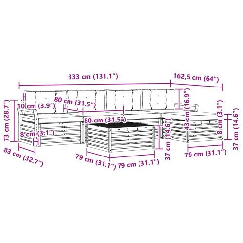 Комплект дивани за открито 6 pcs Естествено и светло сиво