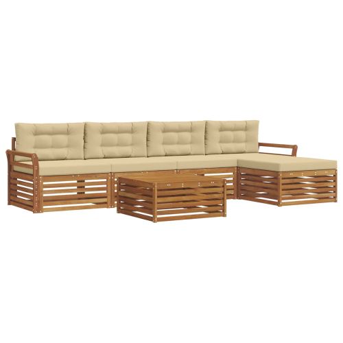 Комплект дивани за открито 6 pcs Натурален и Бежов