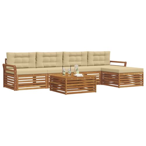 Комплект дивани за открито 6 pcs Натурален и Бежов