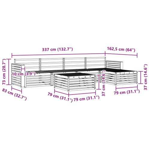 Комплект дивани за открито 6 pcs Естествен