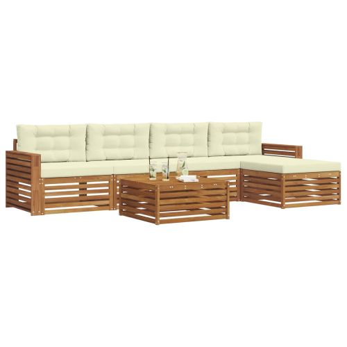Комплект дивани за открито 6 pcs Натурален и Крема