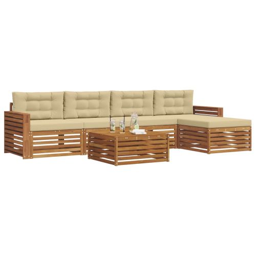 Комплект дивани за открито 6 pcs Натурален и Бежов