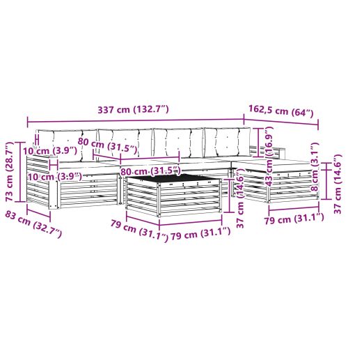 Комплект дивани за открито 6 pcs Натурален и Бежов