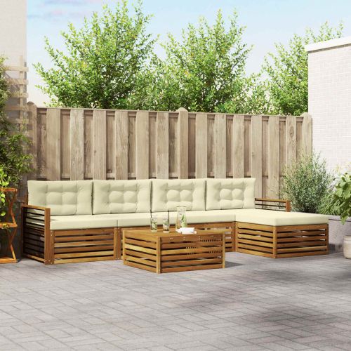 Комплект дивани за открито 6 pcs Натурален и Крема