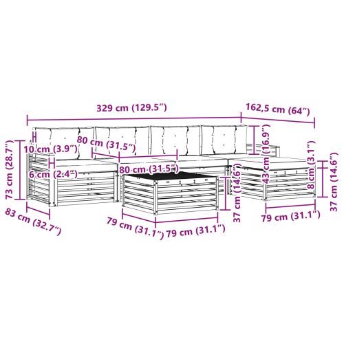 Комплект дивани за открито 6 pcs Естествено и светло сиво