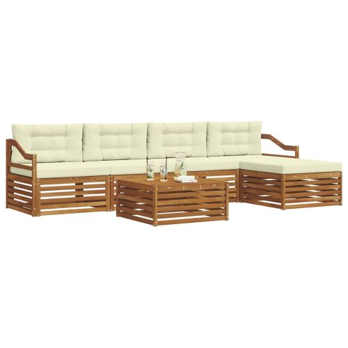 Комплект дивани за открито 6 pcs Натурален и Крема