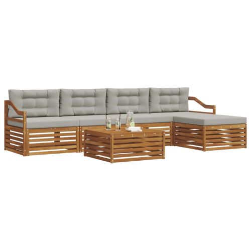 Комплект дивани за открито 6 pcs Естествено и светло сиво