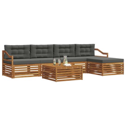 Комплект дивани за открито 6 pcs Натурален и Антрацит