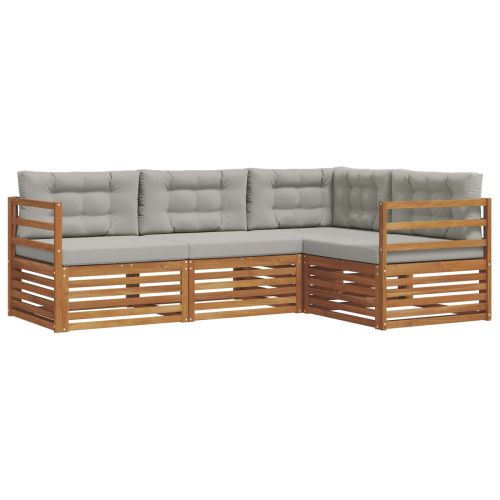 Комплект дивани за открито 4 pcs Естествено и светло сиво