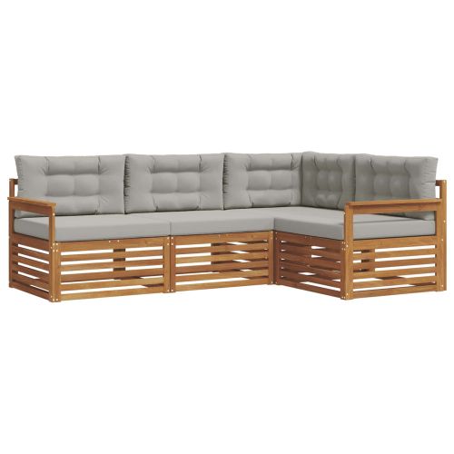 Комплект дивани за открито 4 pcs Естествено и светло сиво