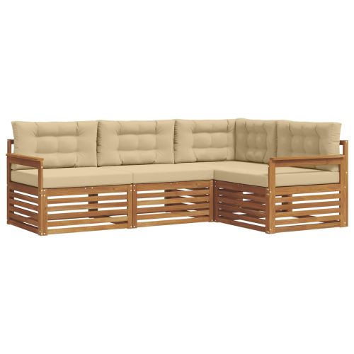 Комплект дивани за открито 4 pcs Натурален и Бежов