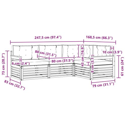 Комплект дивани за открито 4 pcs Натурален и Бежов
