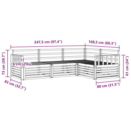Комплект дивани за открито 4 pcs Естествен