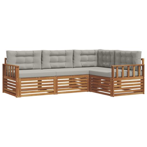 Комплект дивани за открито 4 pcs Естествено и светло сиво