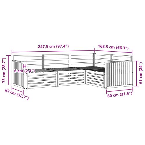 Комплект дивани за открито 4 pcs Естествен