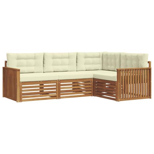 Комплект дивани за открито 4 pcs Натурален и Крема