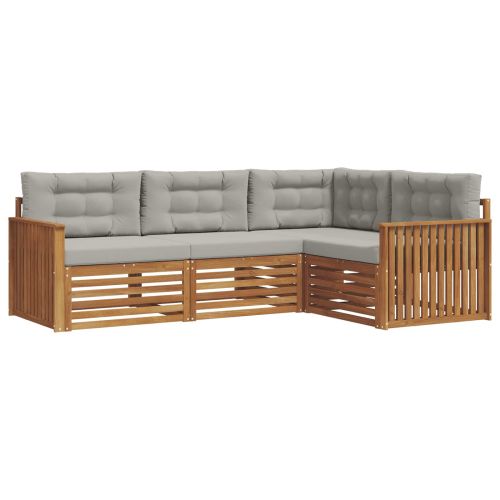 Комплект дивани за открито 4 pcs Естествено и светло сиво